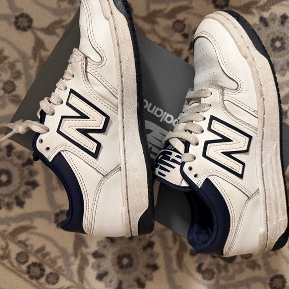 New Balance White and Navy Athletic Shoes - Picture 3 of 4